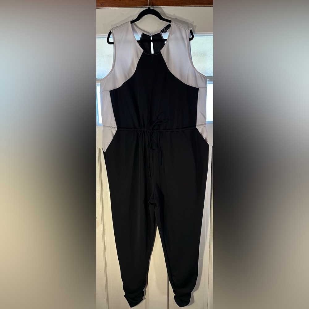 GK George Kotsiopoulos Women Sleeveless Jumpsuit Black White Size 24W